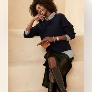 BANANA REPUBLIC NAVY BLUE RIBBED SWEATER IN RESPONSIBLE WOOL XLARGE